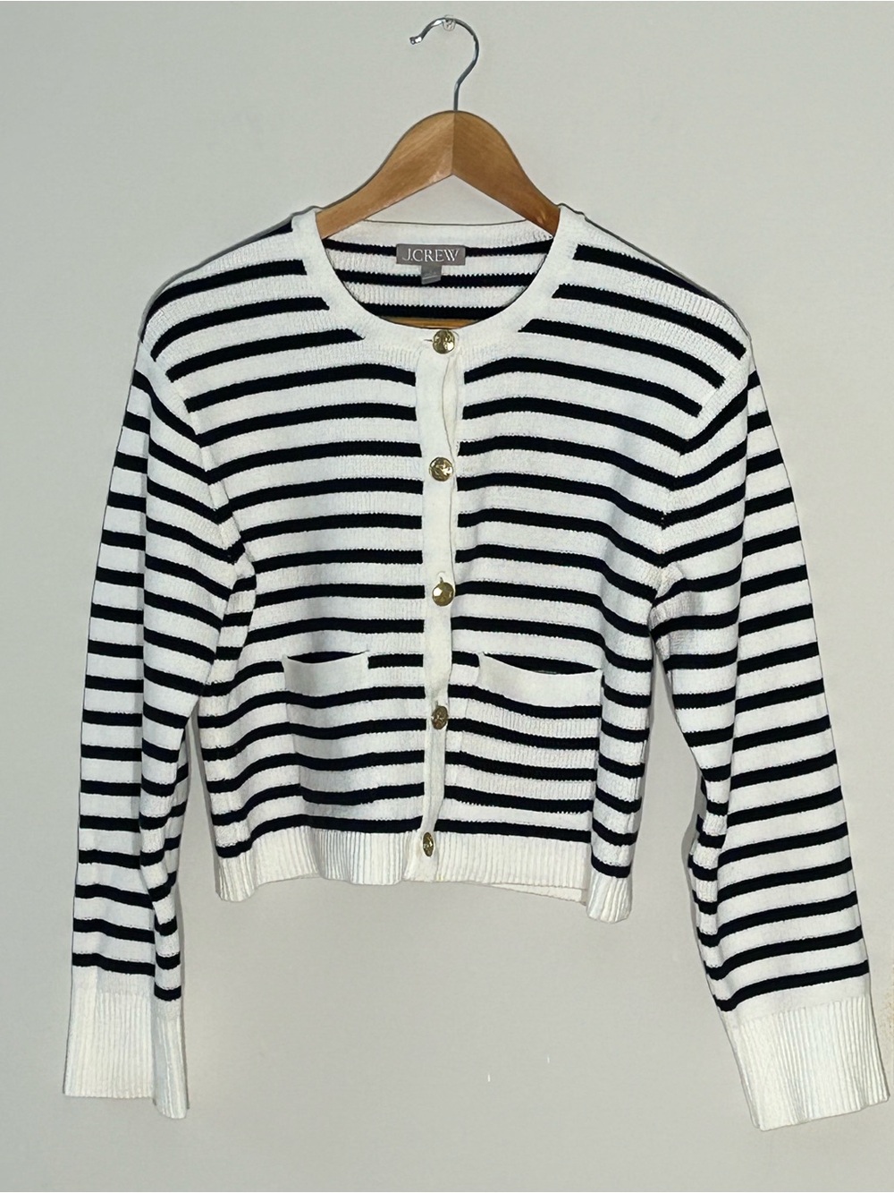 J. Crew Striped Button-Front Cardigan